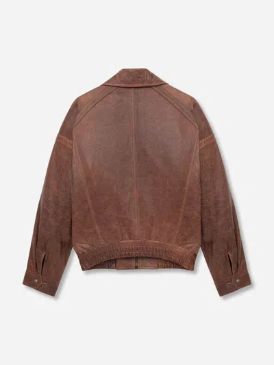Saint Laurent Crossed Leather Jacket In Brown