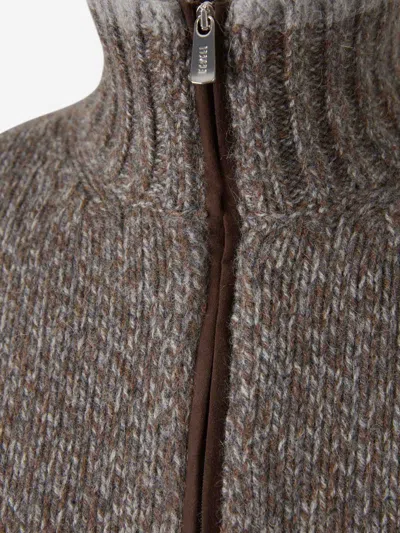 Fedeli Half-zip Ribbed Organic-cotton Sweater In Brown
