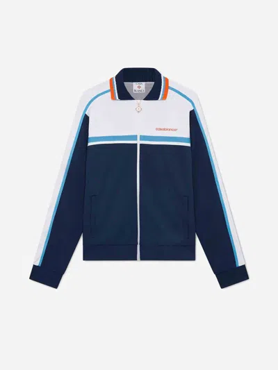 Casablanca Ribbed Collar Side Pockets Track Jacket In Blue