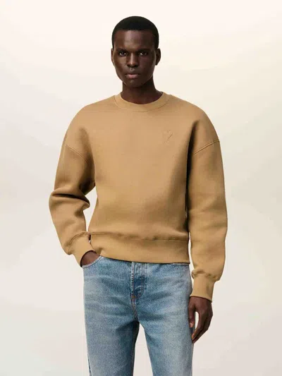 Ami Alexandre Mattiussi Ami Paris Crew Neck Sweatshirt In Brown
