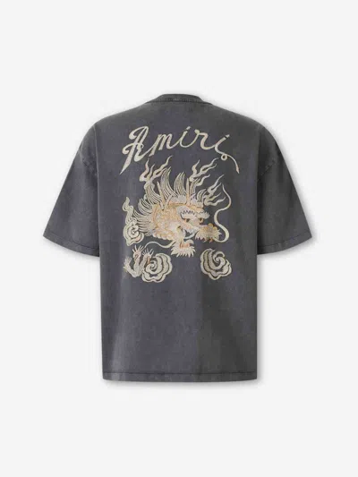 Amiri Mens Black Dragon Oversized Cotton-jersey T-shirt Xxl In Gray