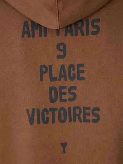 Ami Alexandre Mattiussi Ami Paris Men Cotton Colorblock Hoodie In Brown