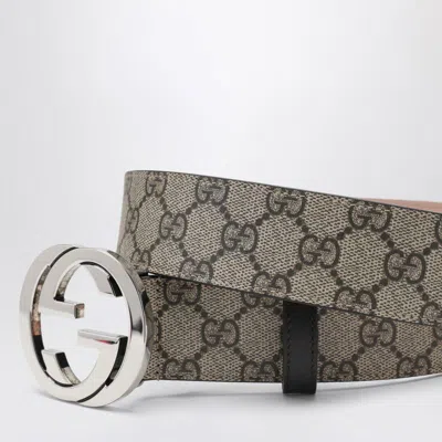 Gucci Interlocking G Reversible Canvas Belt In Gray