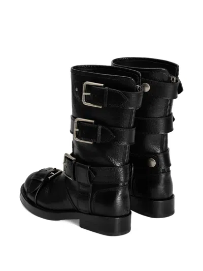 Dolce & Gabbana Leather Boot With Buckles In Black