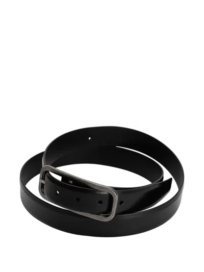 Dolce & Gabbana Rectangular-buckle Leather Belt In Black