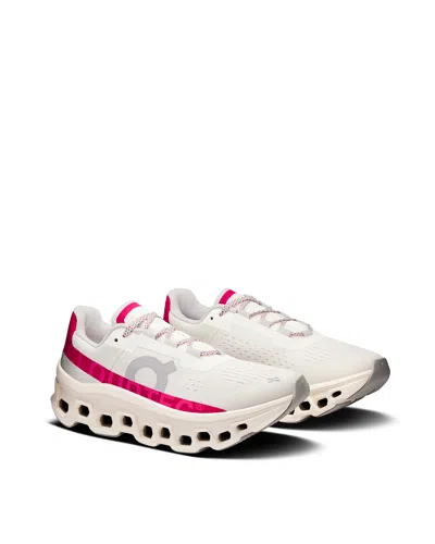 On Cloudmster Sneakers With Sculpted Sole And Bold Accents In White