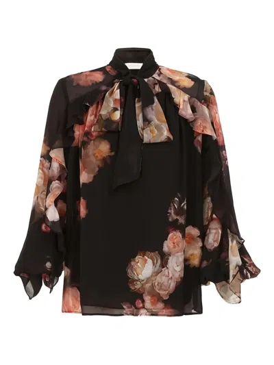 Zimmermann Hypnotic Ruffled Blouse In Black