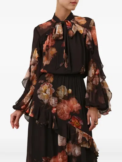 Zimmermann Hypnotic Ruffled Blouse In Black