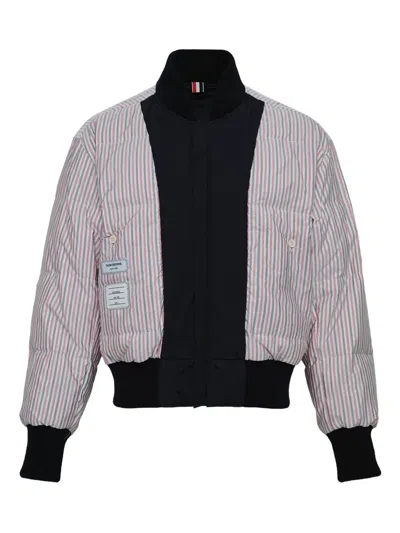 Thom Browne 4-bar Striped-panel Bomber Jacket In Blue