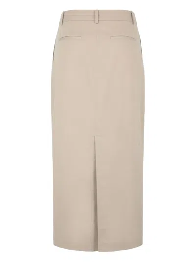 Ser.o.ya Rear-vent Midi Skirt In Neutral