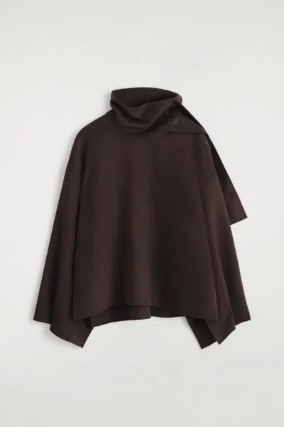 Cos Double-faced Wool Cape In Brown