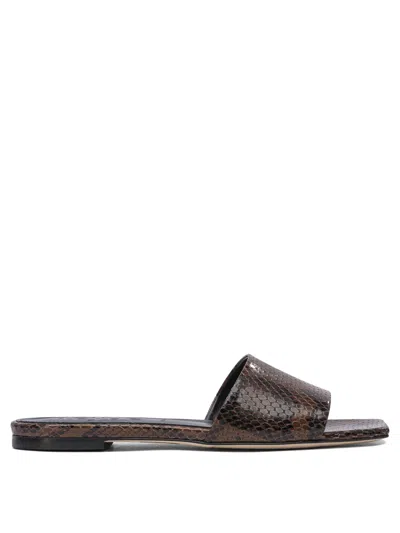 Aeyde Square Toe Flat Sole Sandals With Textured Finish In Multi