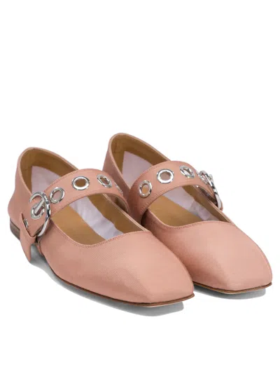Aeyde Uma Eyelet Grosgrain Coral Ballet Flats In Pink