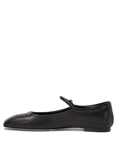 Aeyde Pointed Toe Nappa Leather Flats In Black