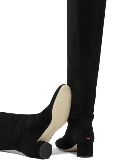 Aeyde Suede Block Heel Over-the-knee Boots In Black