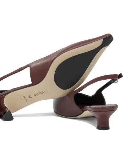 Aeyde Buckle Detail Kitten Heel Pointed Toe Pumps In Burgundy