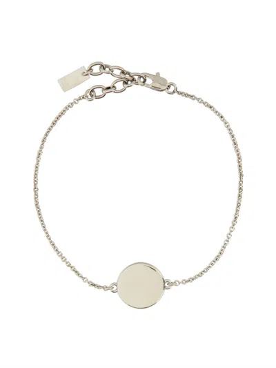 Alexander Mcqueen Adjustable Chain Bracelet And Round Pendant In Gray