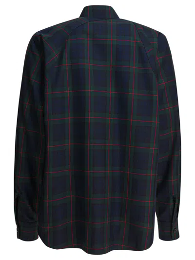 Alexander Mcqueen Classic Tartan Shirt With Metal Buckle Detail And Relaxed Fit In Blue
