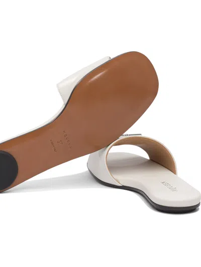 Alexander Mcqueen Leather And Rubber Sandals With Metallic Accent In White