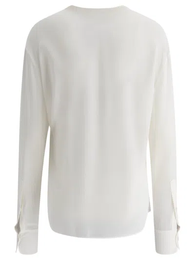 Alexander Mcqueen Soft White Silk Shirts In White