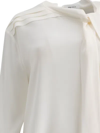 Alexander Mcqueen Soft White Silk Shirts In White