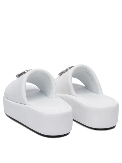 Balenciaga Rise Flatform Leather Slides In White