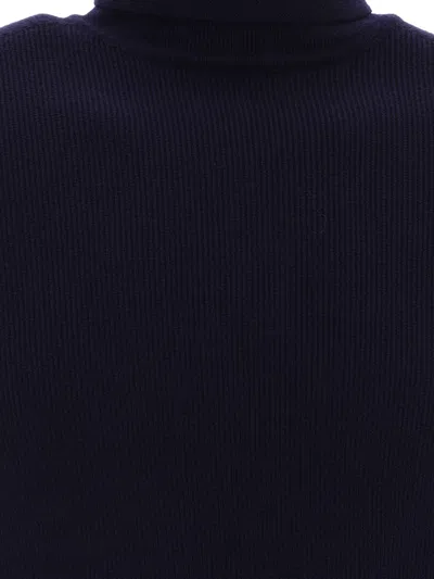Balmain Pb Wool Turtleneck Sweater In Blue