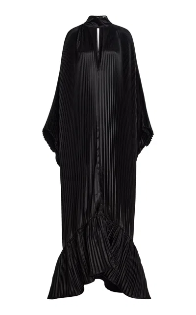L'idée Pleated Ruffled Empire Dress In Black