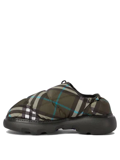 Burberry Men Check Nylon-blend Pillow Mule In Green