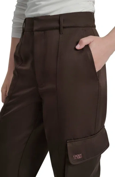 Dkny Jeans Women's High Waist Wide Leg Cargo Pants In Brown