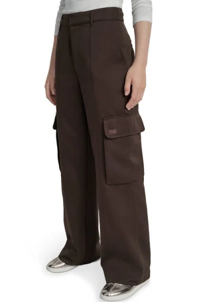 Dkny Jeans Women's High Waist Wide Leg Cargo Pants In Brown