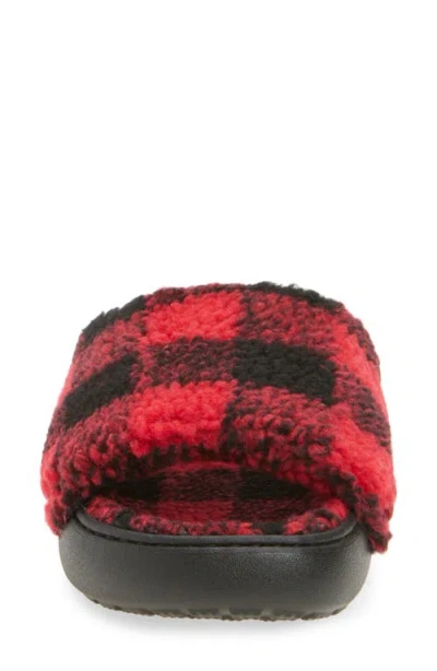 Crocs Classic Buffalo Check Slide Slipper In Red