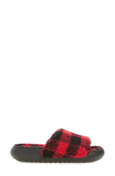 Crocs Classic Buffalo Check Slide Slipper In Red