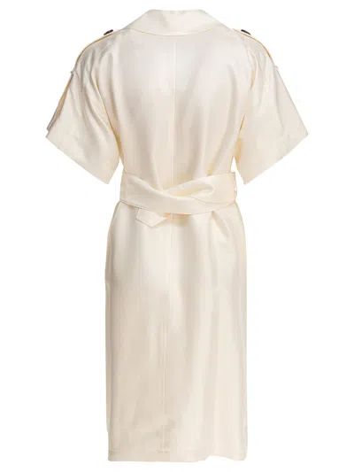 Burberry Trench Dress Viscose Belted Double-breasted Epaulettes In Neutral