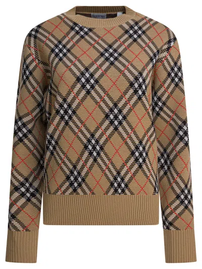 Burberry Women Wool Blend Crew Neck Sweater In Multi