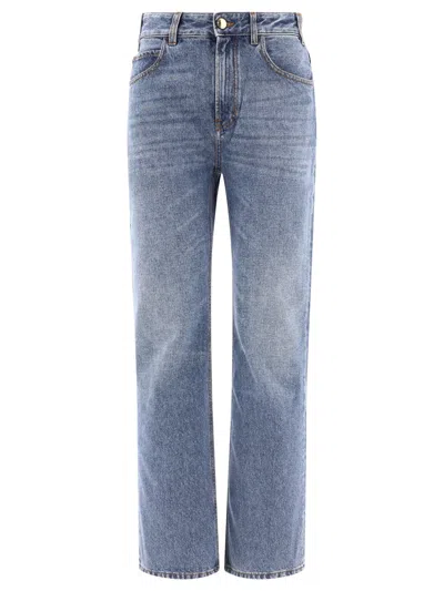 Chloé Denim Trousers With Belt Loops And Contrast Stitching In Blue