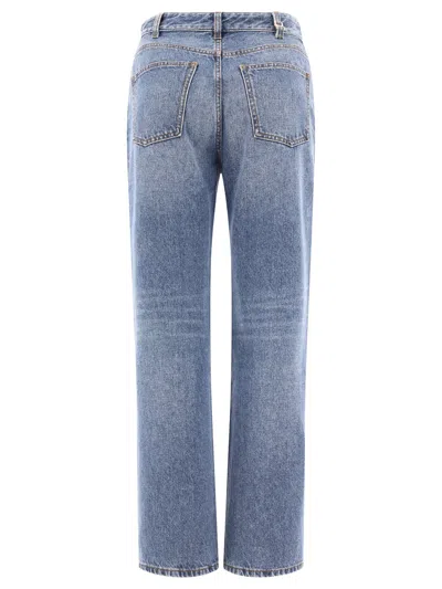 Chloé Denim Trousers With Belt Loops And Contrast Stitching In Blue