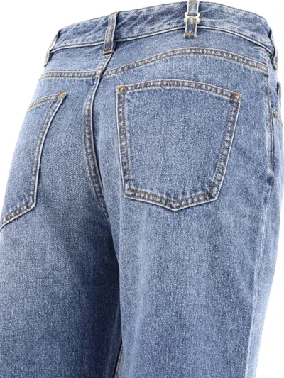 Chloé Denim Trousers With Belt Loops And Contrast Stitching In Blue