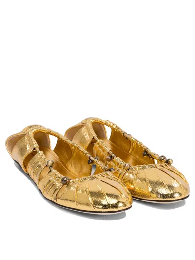 Chloé Moon Metallic Leather Ballet Flats In Red