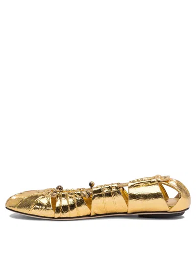 Chloé Moon Metallic Leather Ballet Flats In Red