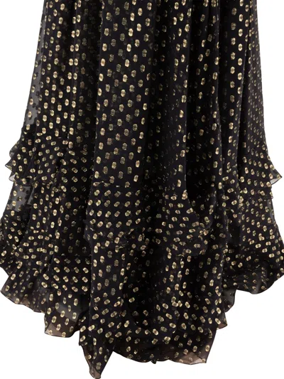 Chloé Maxi Dress Silk Ruffles Scoop Neckline In Black