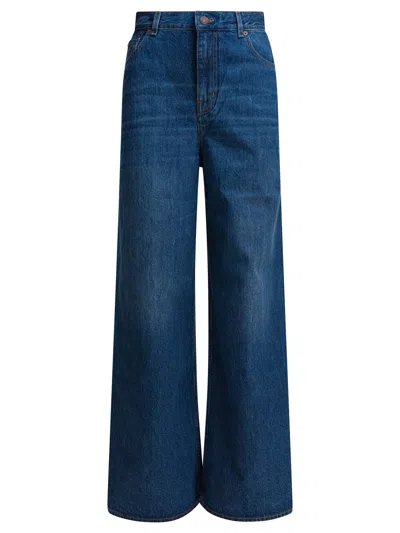 Chloé Logo Patch Wide-leg Jeans In Blue