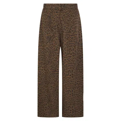 Nooki Design Brown Ditta Leopard Barrel Leg Jeans In Chocolate In Animal Print