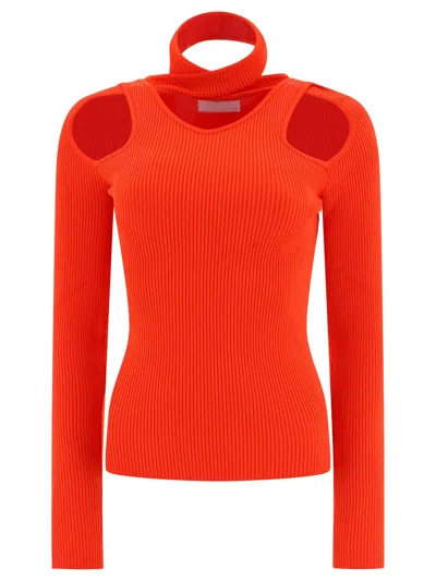 Coperni Red Top With Unique Cut-out Design And Ribbed Texture In Red