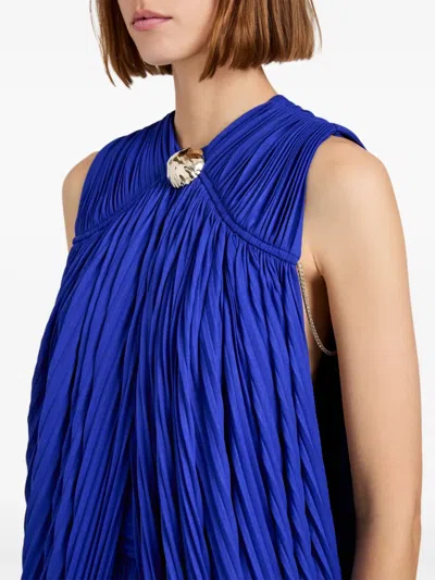 Proenza Schouler Bari Draped Gabardine Sleeveless Gown In Blue