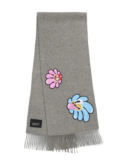 Marc Jacobs The Daisy Fringed Scarf In Gray