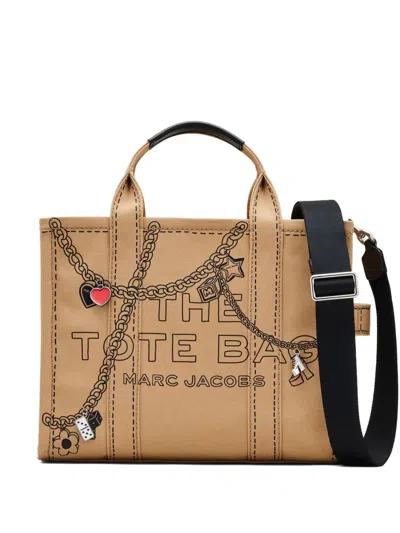 Marc Jacobs The Trompe L'oeil Charm Canvas Medium Tote Bag In Brown