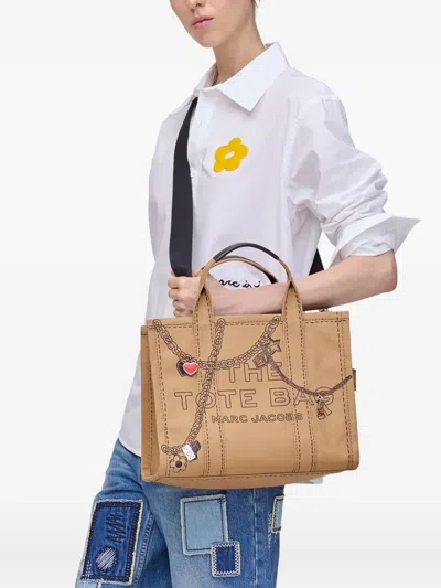 Marc Jacobs The Trompe L'oeil Charm Canvas Medium Tote Bag In Brown