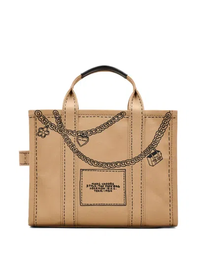 Marc Jacobs The Trompe L'oeil Charm Canvas Medium Tote Bag In Brown