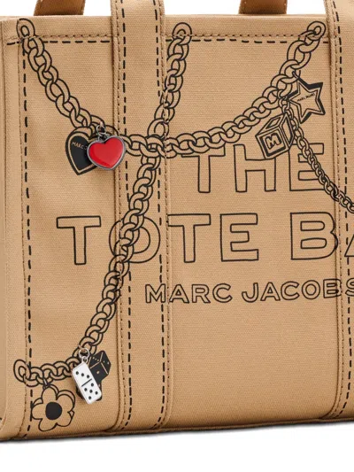 Marc Jacobs The Trompe L'oeil Charm Canvas Medium Tote Bag In Brown